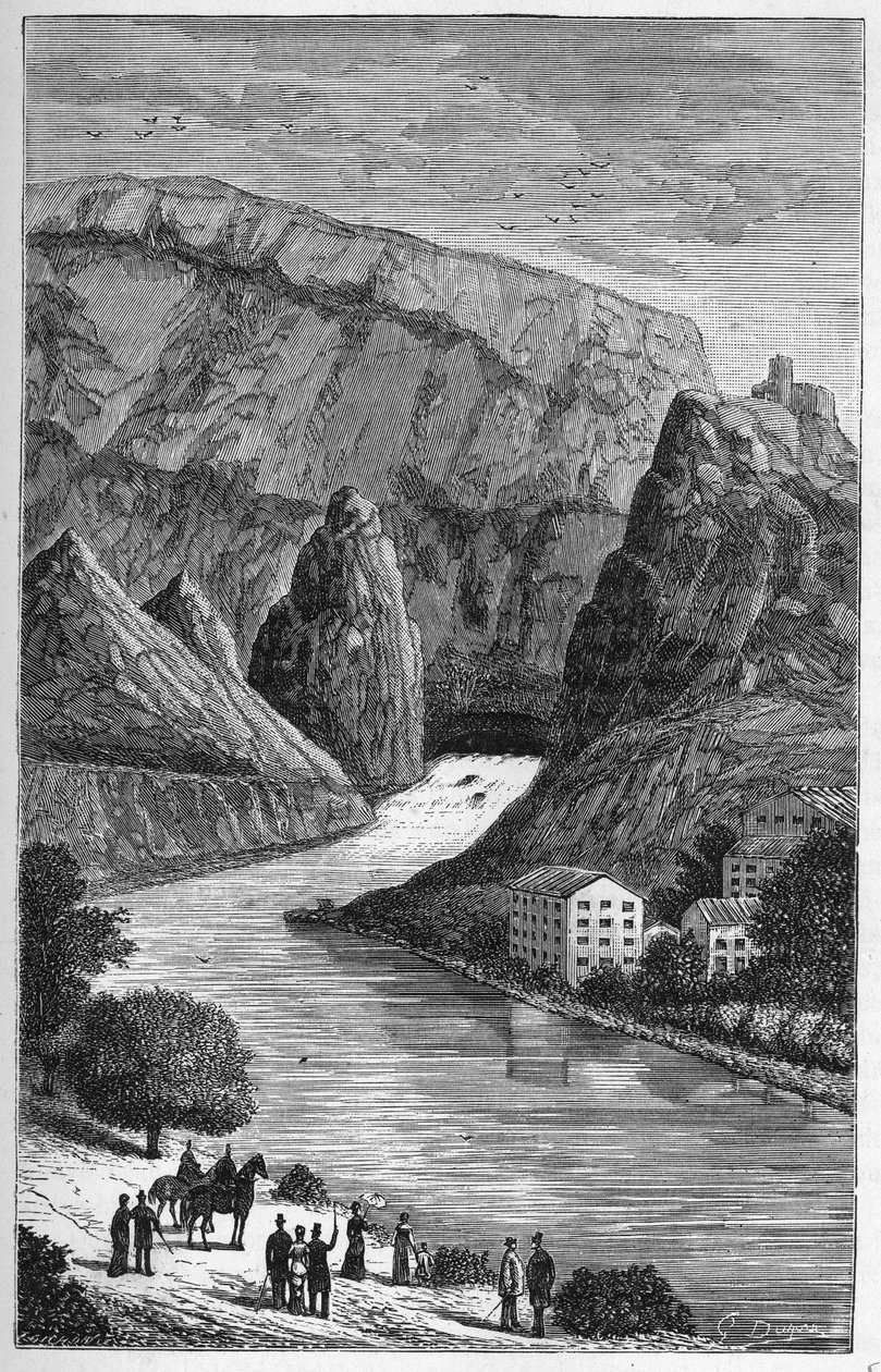 Vista da Fontaine du Vaucluse no departamento de Vaucluse, região Provença-Alpes-Cote d