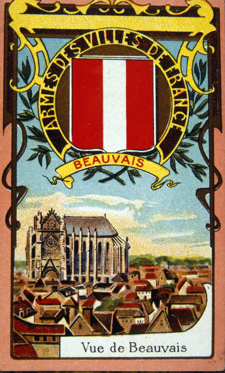 Vista da cidade francesa de Beauvais, por volta de 1900 (cromolitografia) de French School