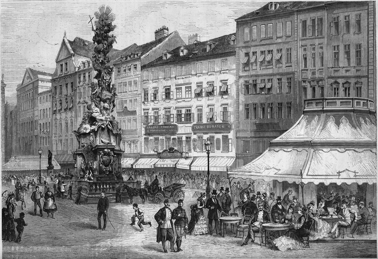 Vista do "Graben" no centro da cidade de Viena, Áustria de French School