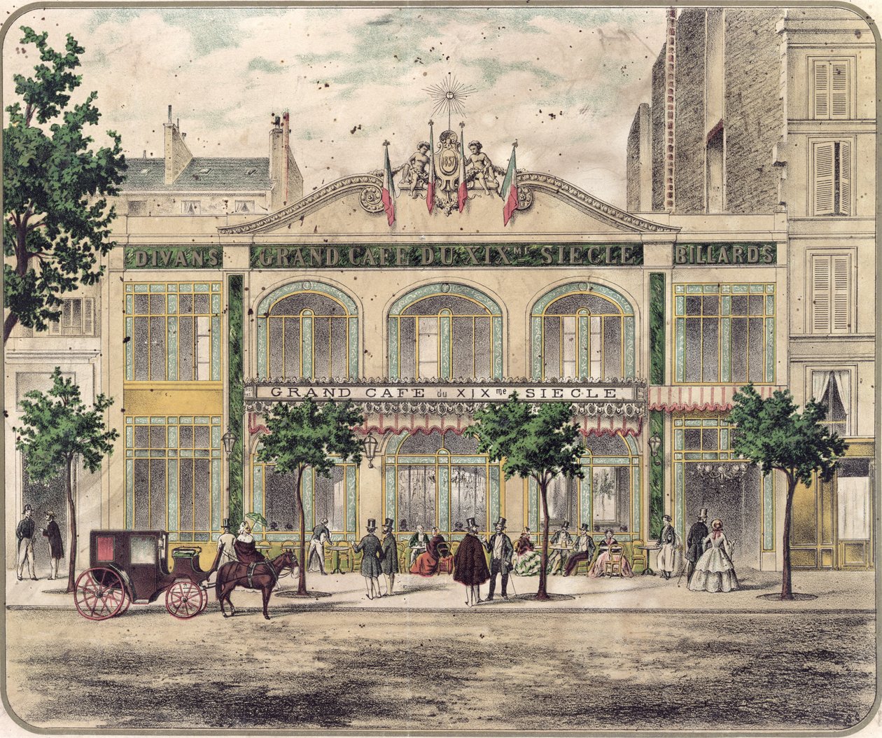 Vista do Grande Café do século XIX, Paris, 1857 de French School