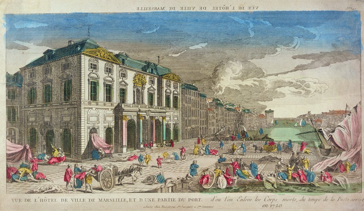 Vista do Hotel de Ville, Marselha, em 1720 de French School