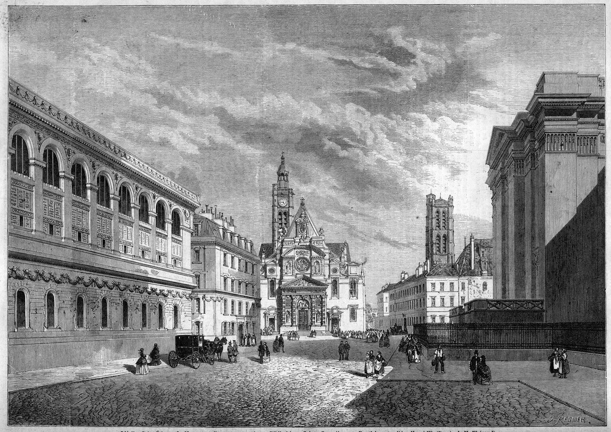 Vista da montanha Sainte Genevieve, Paris de French School