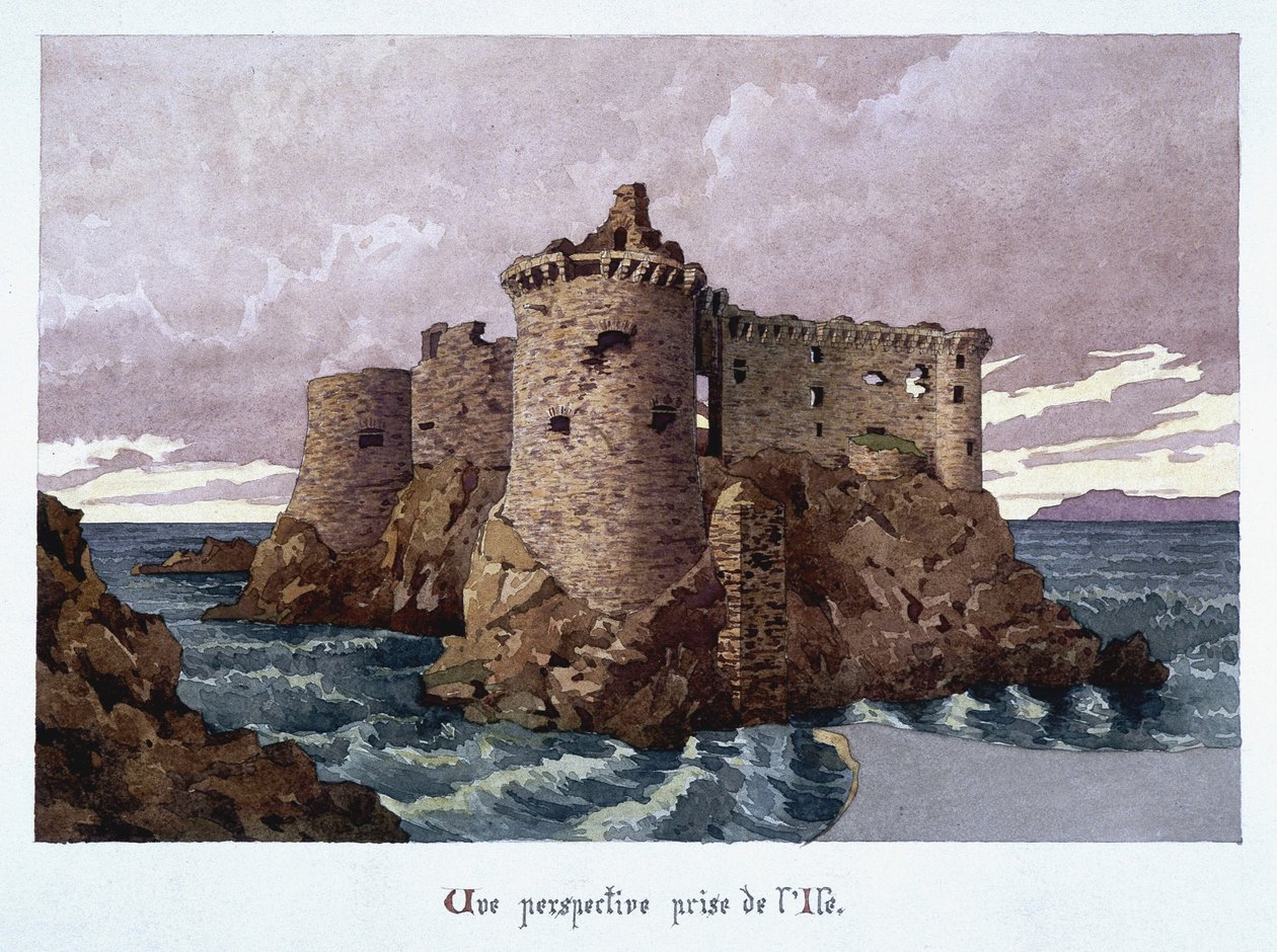 Vista do castelo do século XI em ruínas na ilha de Yeu (Ile-d