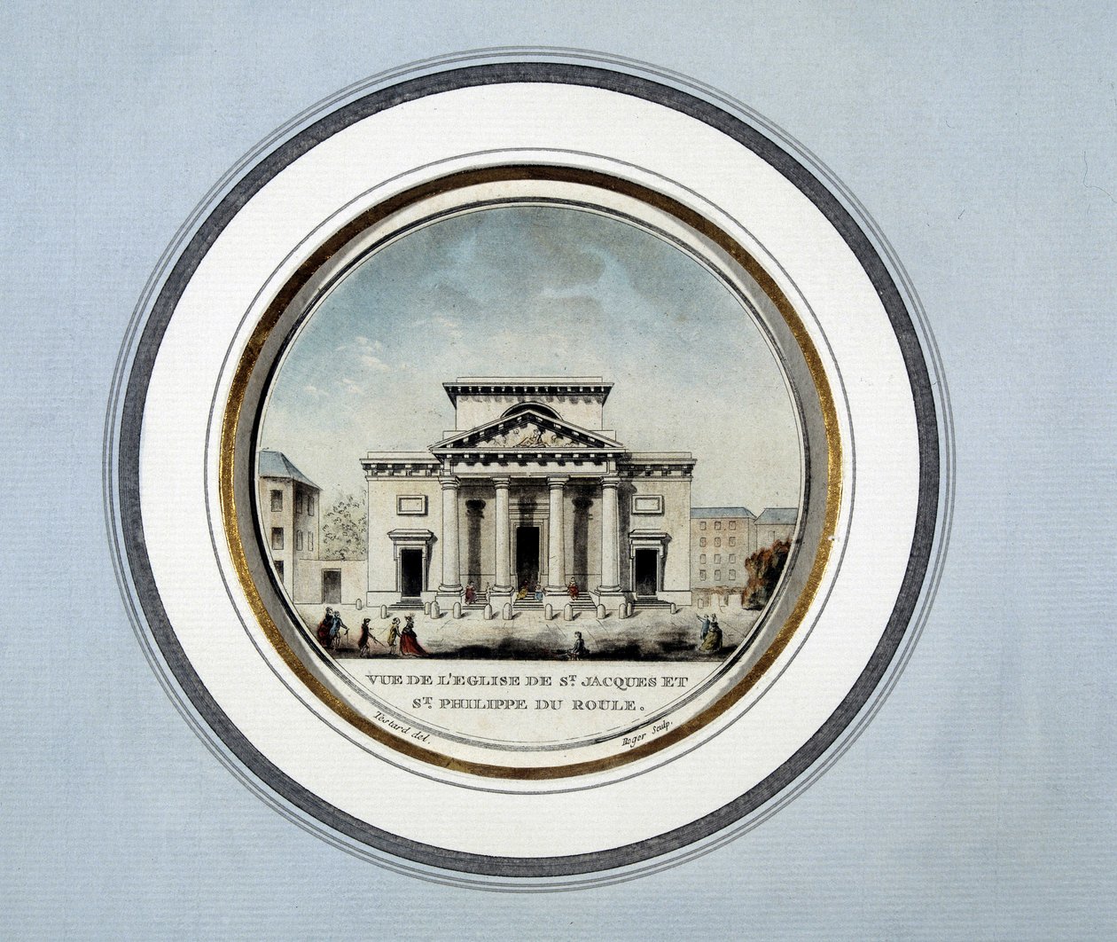Vista da igreja de São Jacques e São Philippe du Roule - litografia de French School