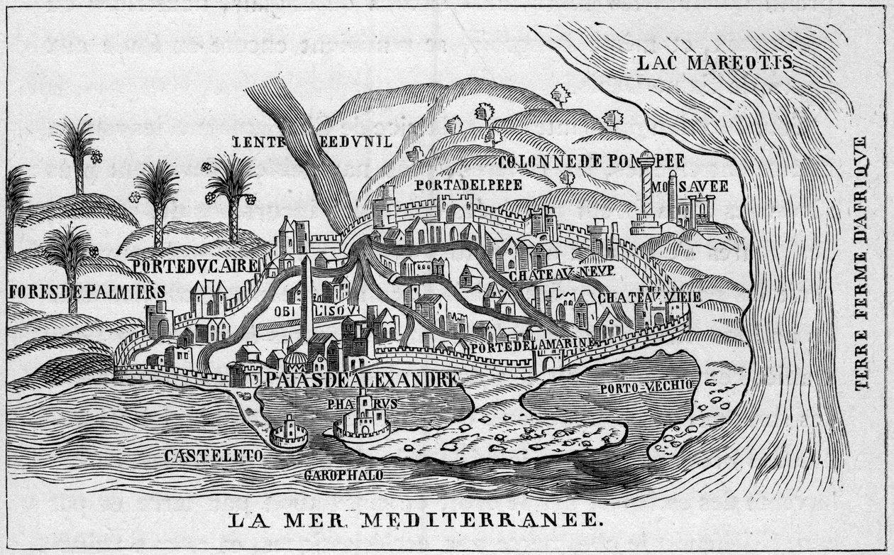 Vista da cidade de Alexandria, Egipto de French School