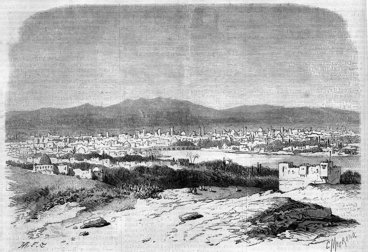 Vista da cidade de Damasco, Síria de French School