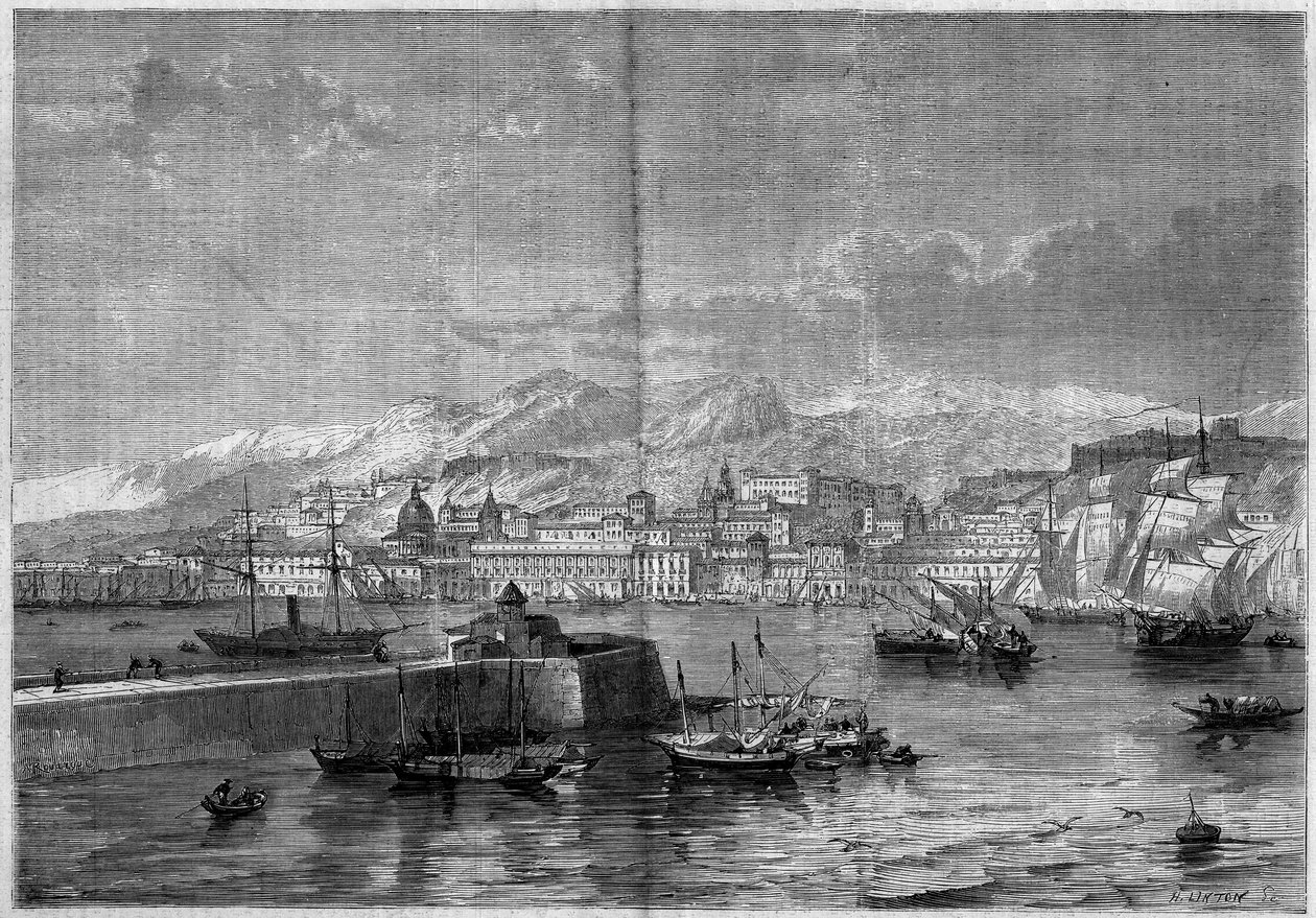 Vista da cidade de Messina (Messina ou Missina). Sicília, Itália de French School