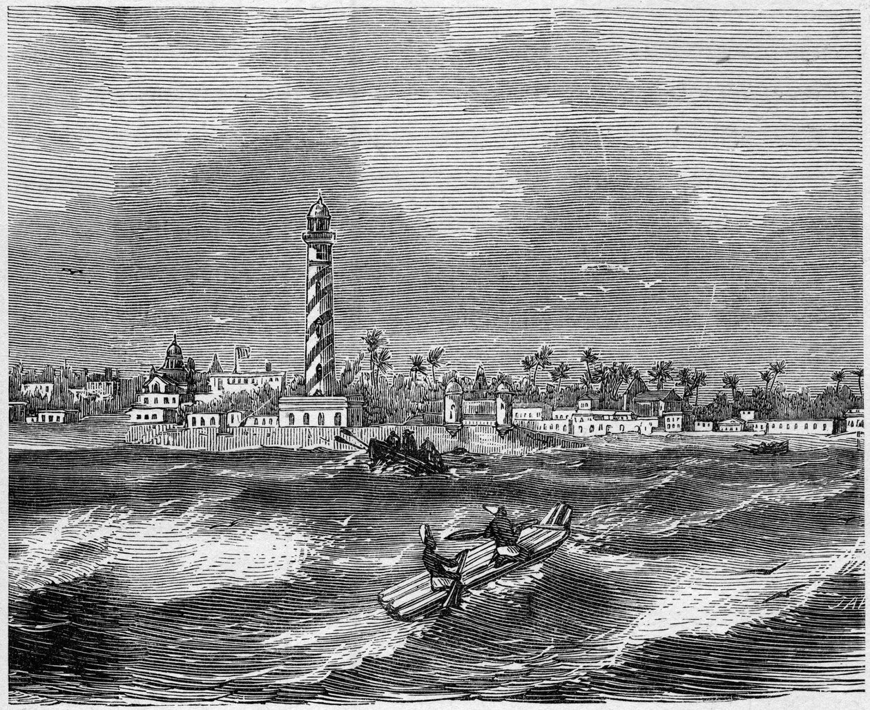 Vista da cidade de Pondichery (Pondicherry), Índia de French School