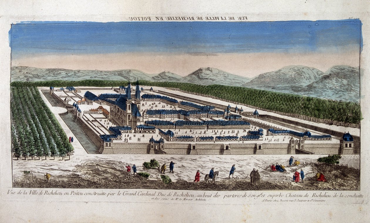 Vista da cidade de Richelieu em Poitou - Óptica de French School
