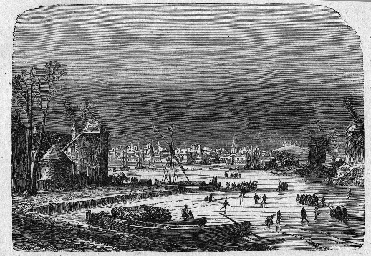 Vista da cidade de Haia, na Holanda, no final do século XIX. Gravura em "La gazette du dimanche" de 5 de Dezembro de 1895. de French School