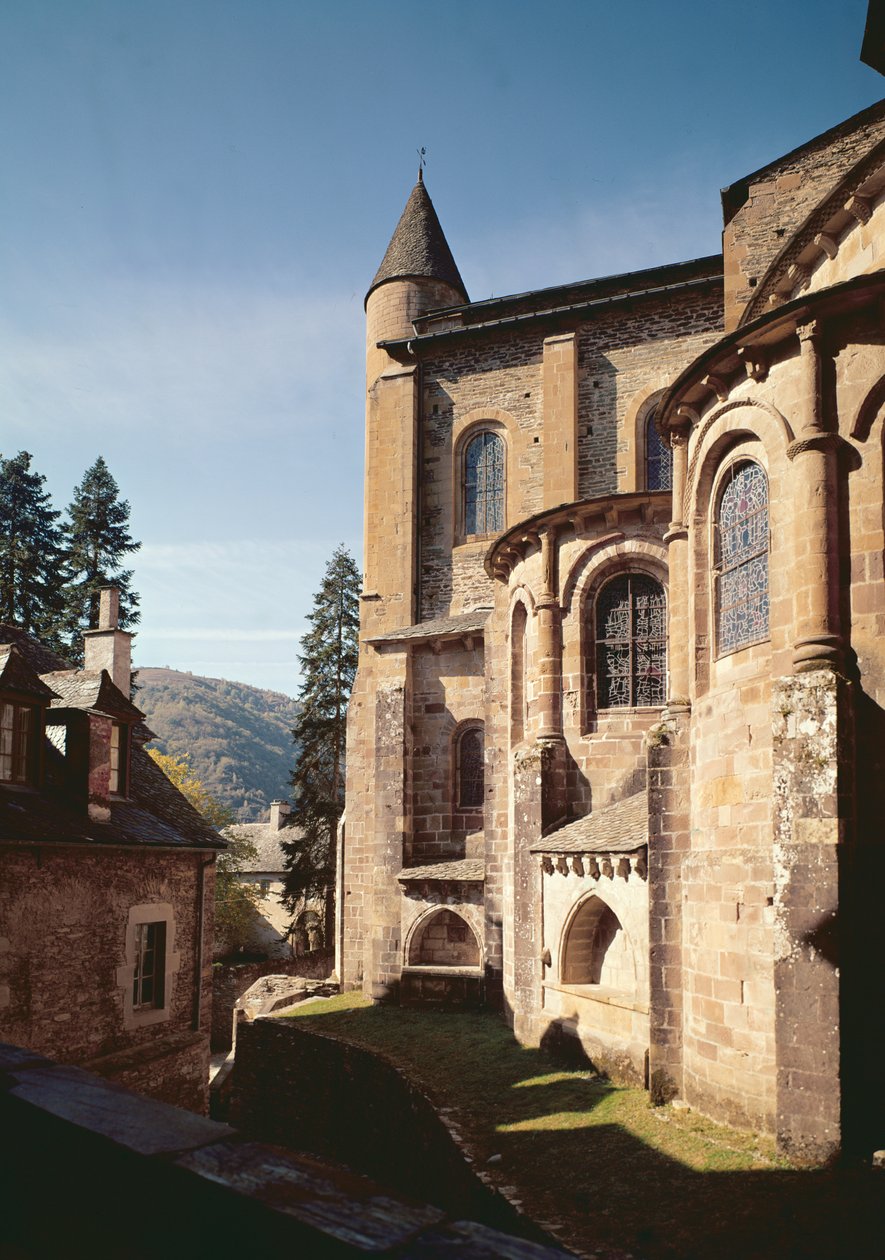 Vista, exterior, vista, igreja, construído, 1035-60 de French School