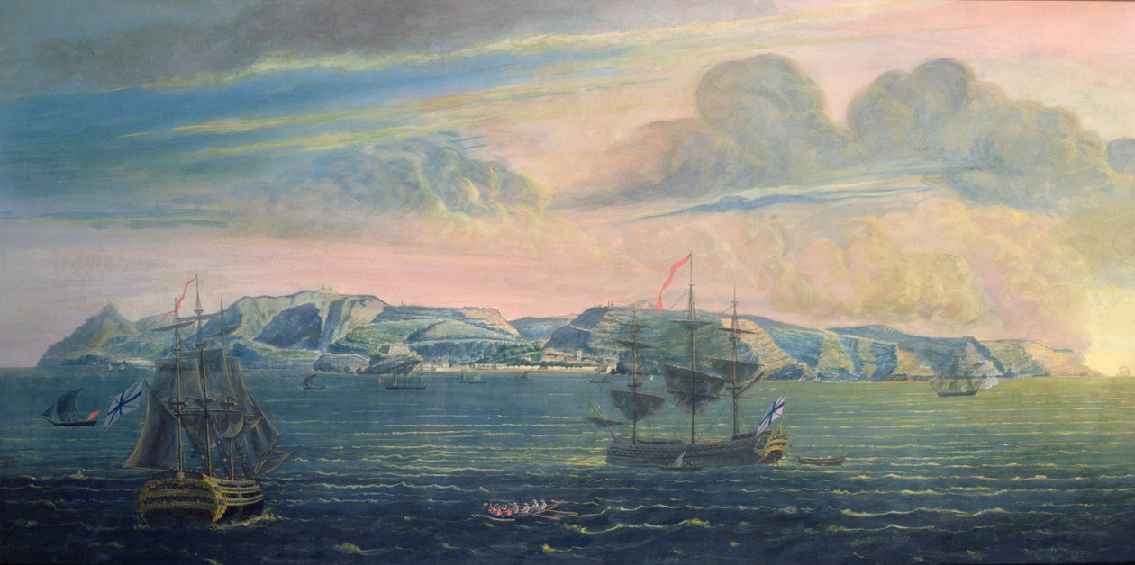 Vista da ilha de Santa Helena, c.1820 (wc e guache sobre papel) (ver também 182638) de French School