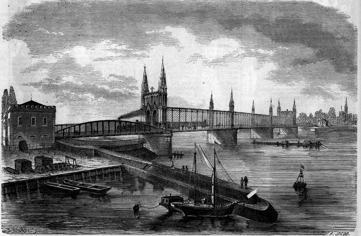 Vista da ponte ferroviária sobre o Reno que liga Kehl (Alemanha) a Estrasburgo (França) de French School