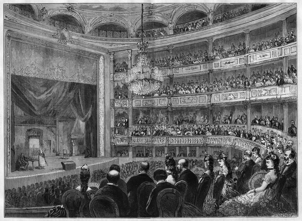 Vista do salão de teatro do Odeon, recentemente restaurado. Paris de French School