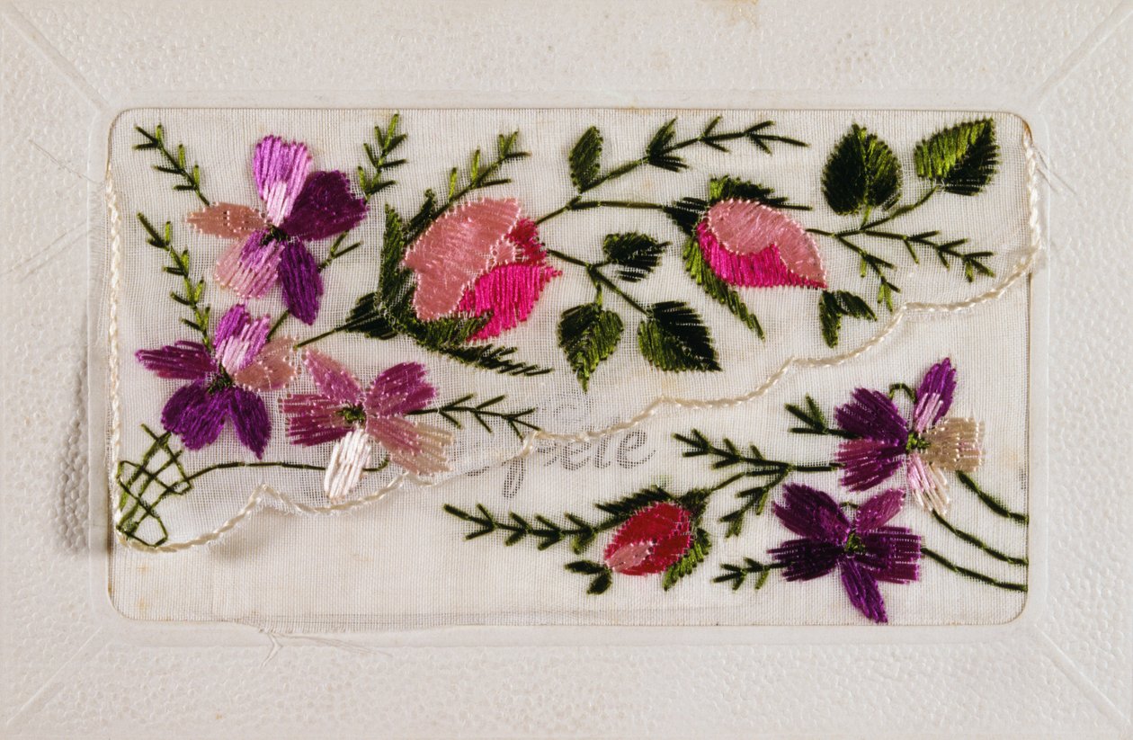 Postal francês vintage com decorações florais de French School