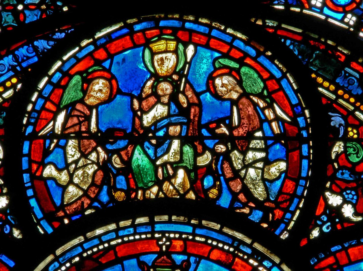 Virgem Maria - orando antes de sua estátua (w38) de French School