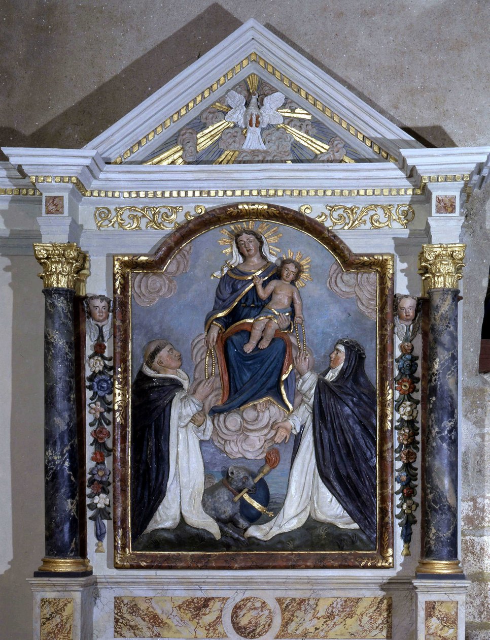 Virgem e criança, retábulo da Igreja da Pêra sobre a vida, Vendee. de French School