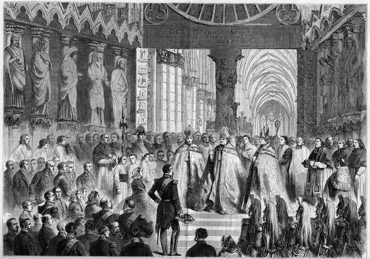 Visita de Napoleão III (1808-1873) e da Impressora Eugenie (1826-1920) a Reims de French School