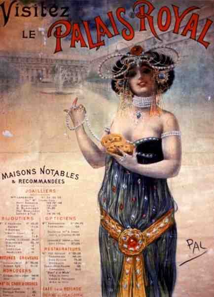 Visita ao Palais Royal, Paris (cor litho) de French School