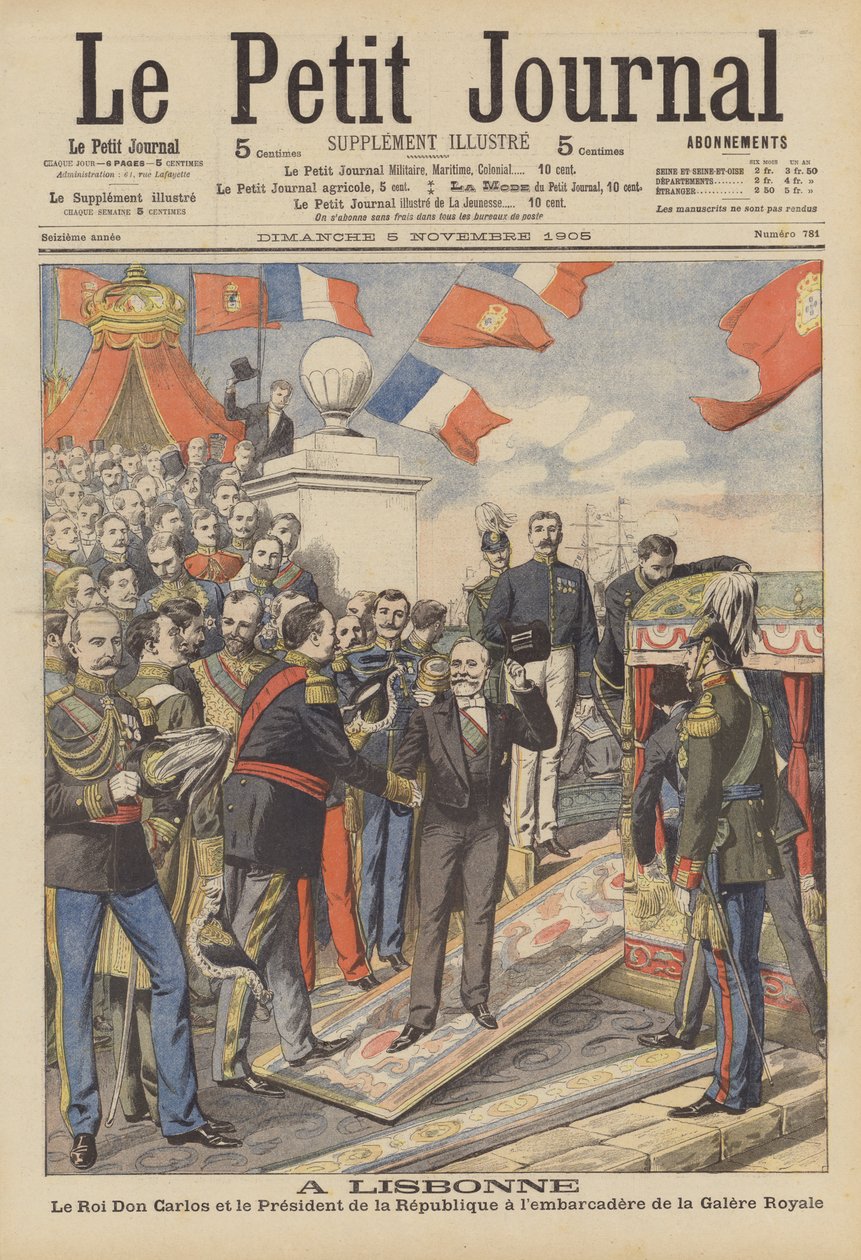 Visita a Lisboa do Presidente da França (litografia a cores) de French School