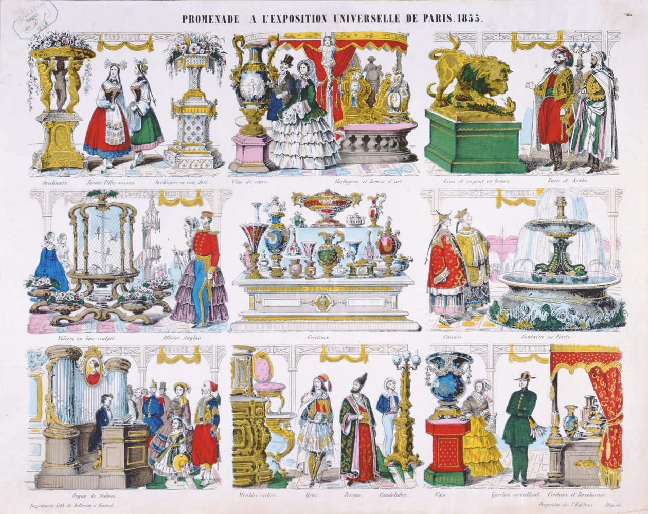 Visitantes da Exposição Universal em 1855 de French School