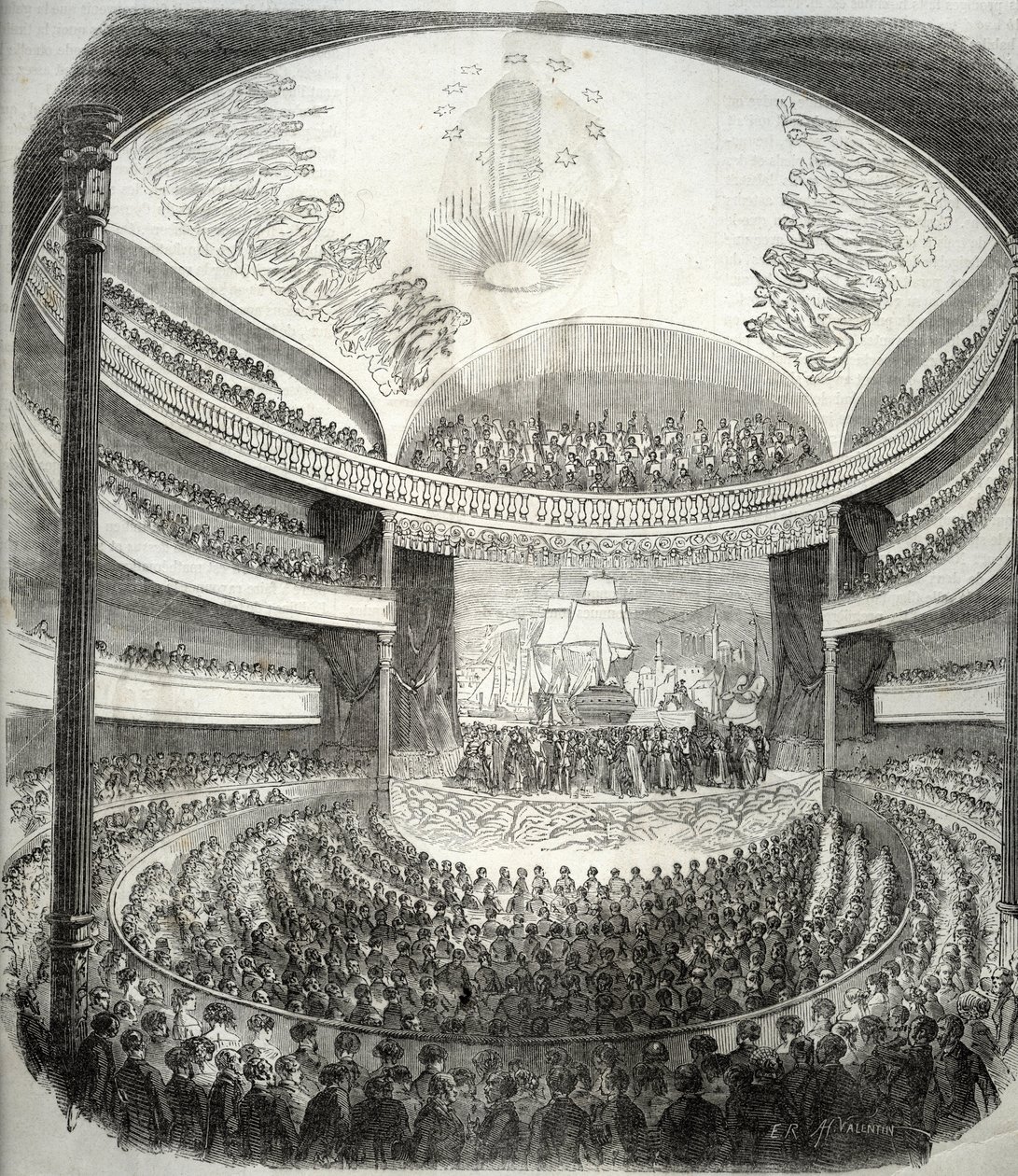 Vista do teatro na rue du Chateau d
