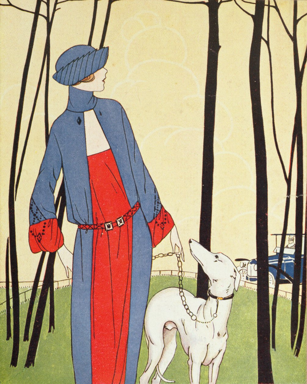 Passear o cão, de "Art-Goût-Beauté", abril de 1921 (gravura) de French School