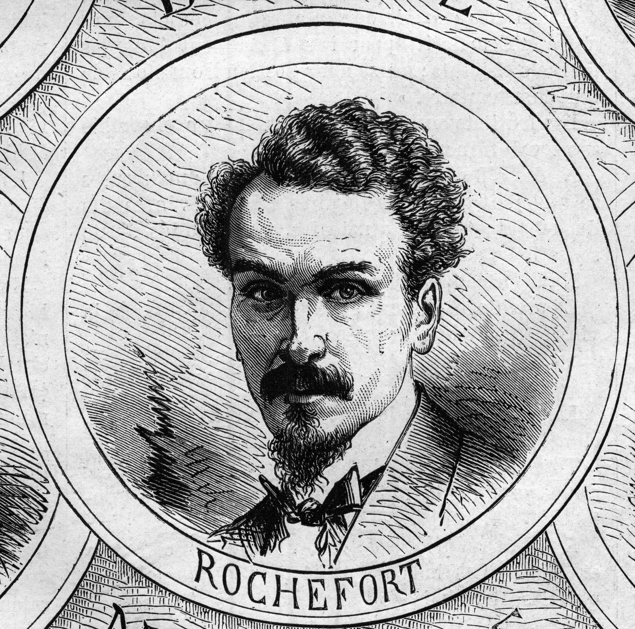 Guerra de 1870 - Governo da Defesa Nacional: retrato de Henri Rochefort (1831-1913), membro do governo provisório de 1870. Gravura no "Le Monde Illustré" n°706 de 22 de outubro de French School