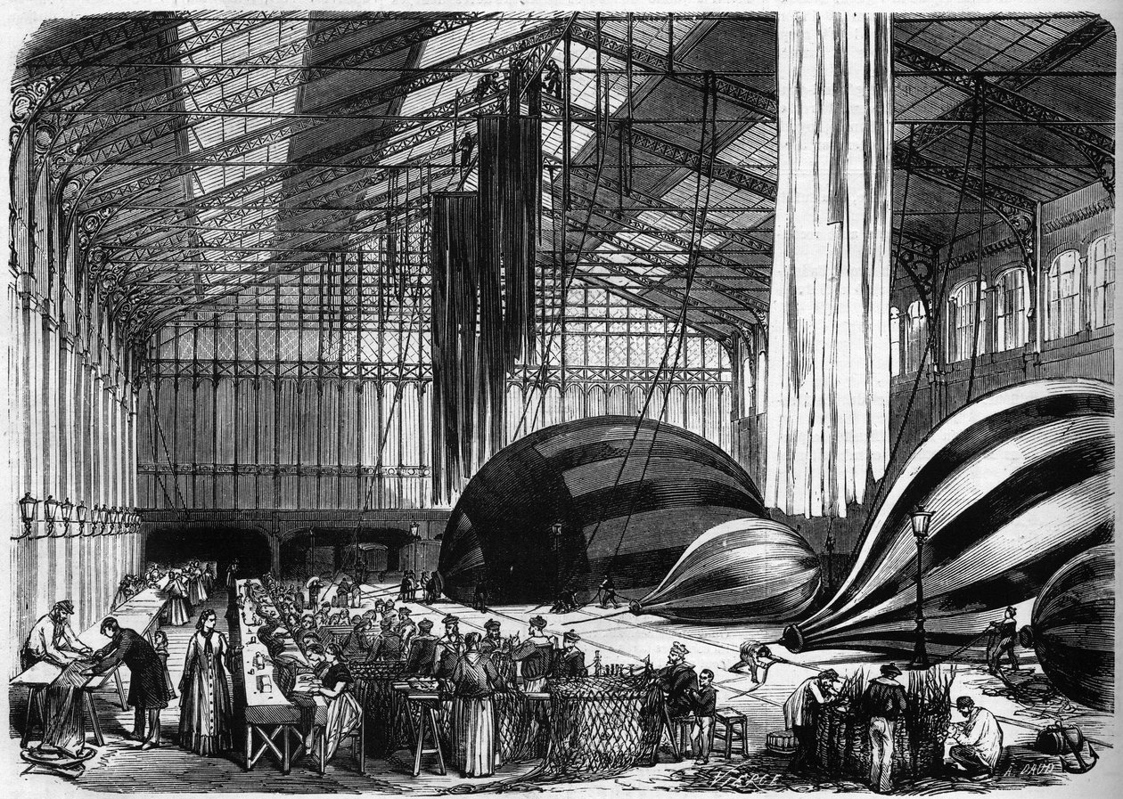 Guerra de 1870 - Siege de Paris: oficinas de construção de balões na estação de Orleans (hoje, Gare d