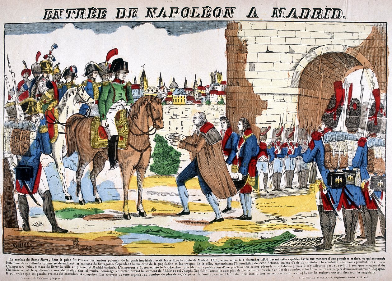 Guerra da Península (1807-1814) - A entrada de Napoleão I em Madrid em 2/12/1808. Foto de Epinal de French School