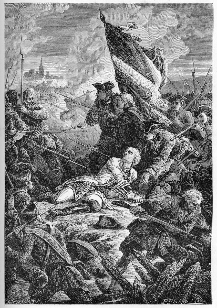 Guerra da Sucessão Polaca (1733-1738) - A morte de Louis Robert Hippolyte de Brehan, Conde de Plelo (1699-1734) antes de Dantzig, 27 de maio de French School