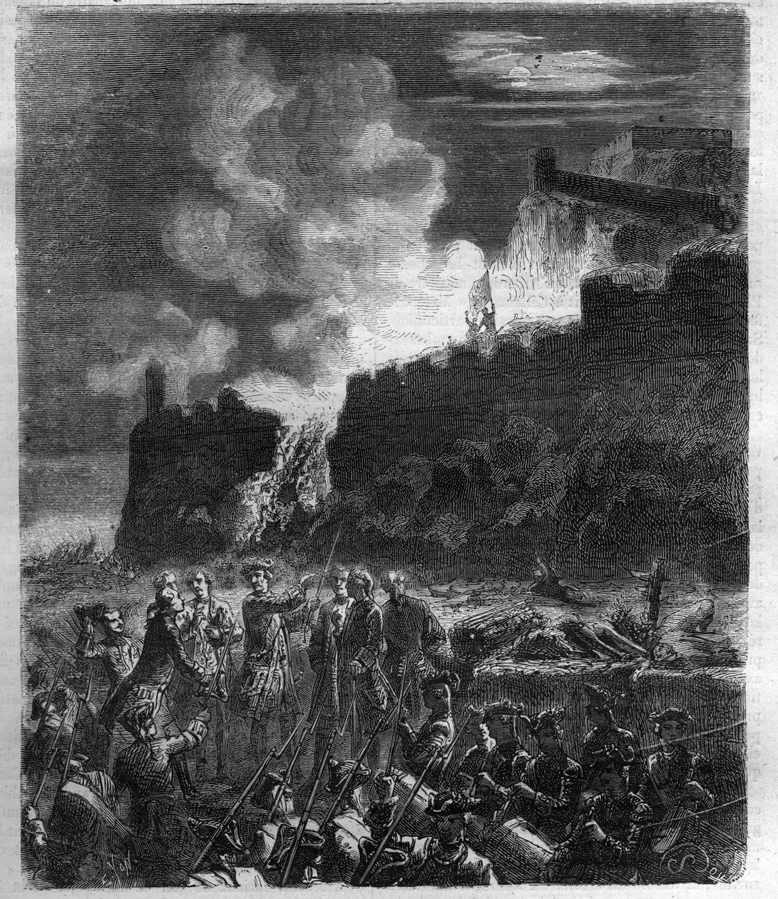 Guerra da sucessão espanhola (1701-1714) entre a França e seu aliado Espanha e uma coalizão de países europeus. Gravação em "Histoire des Papes-Rois-Queen and Empereurs a travessa les centuries" por Maurice Lachatre de French School