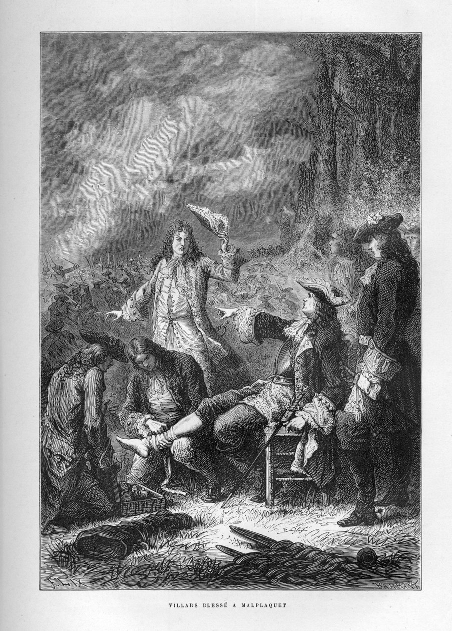 Guerra da Sucessão Espanhola: O Marechal de Villars (Claude Louis Hector) (1653-1734) na Batalha de Malplaquet (Bélgica), 11 de Setembro de French School