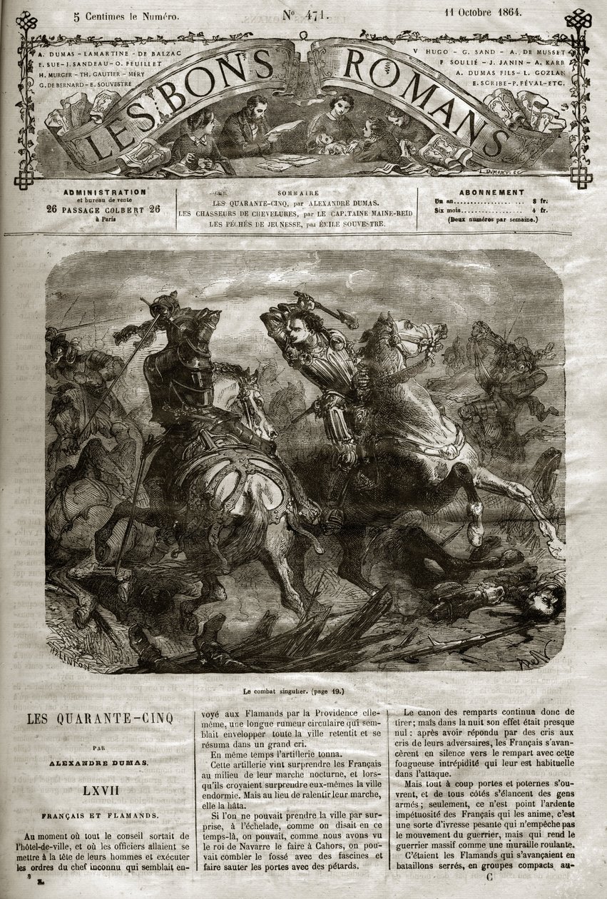 Guerras da Religião - Os Quarenta e Cinco - Francês e Flamengo - A singular batalha de Henri de Joyeuse (1563-1608) - Os bons romances de 1864 - Alexandre Dumas Pere - de French School