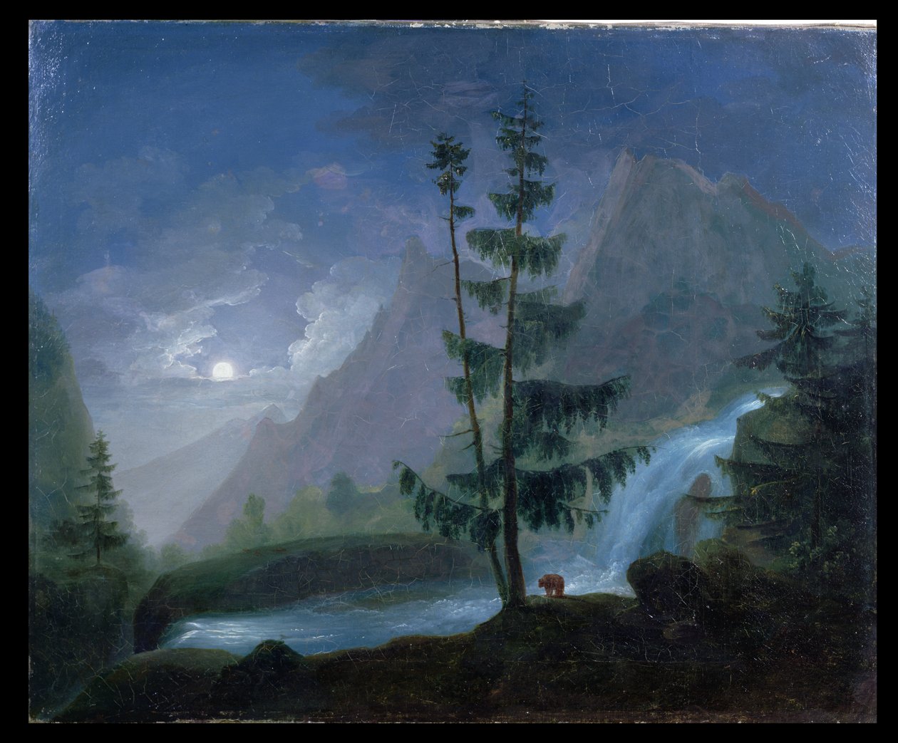 Cachoeira perto da Pont dEspagne ao luar, c.1833 de French School