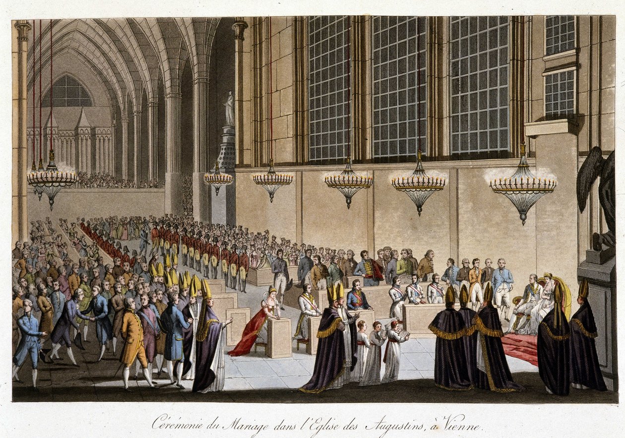 Cerimónia de casamento (Napoleão e Maria Luísa de Habsburgo) na Igreja dos Agostinhos em Viena, 2 de abril de French School