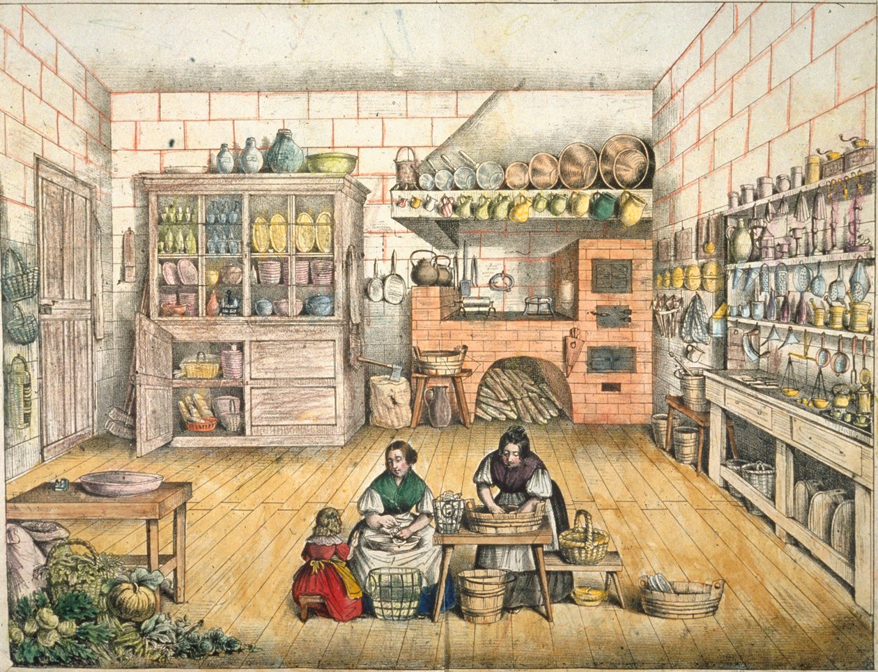 Cozinha rústica bem abastecida de French School