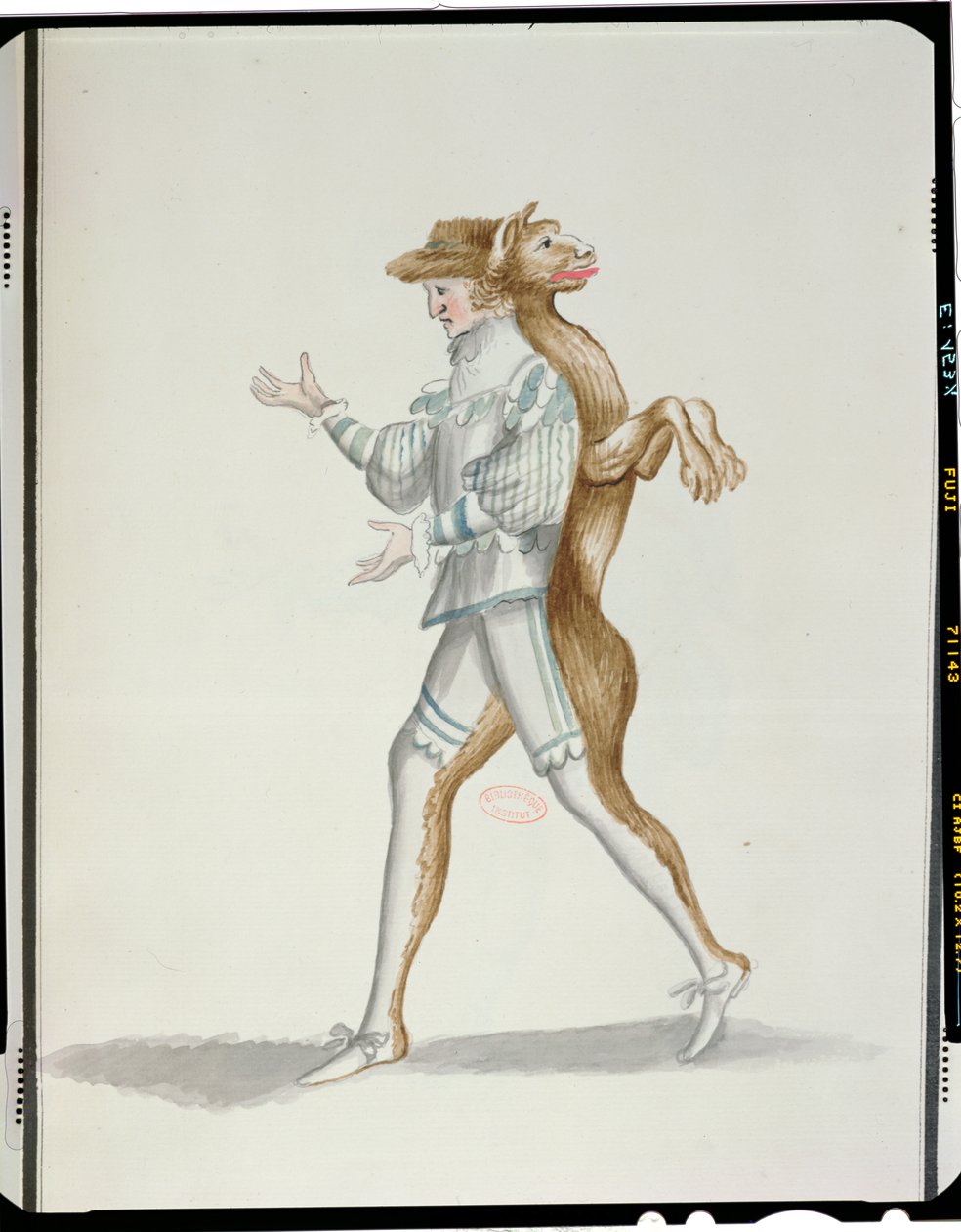 Traje de lobisomem para o Ballet de la Nuit de Jean-Baptiste Lully (1632-87) dançado por Louis XIV, 23 de fevereiro de 1653 (wc no papel) de French School