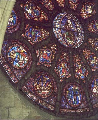 West Rose Window, detalhe do Juízo Final, c.1225 (vitral) de French School