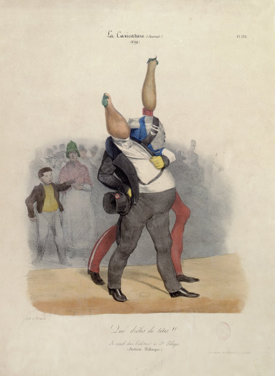 What Funny Heads !, caricatura de Louis-Philippe dOrleans (1773-1850) e Charles X (1757-1836) c.1830 de French School