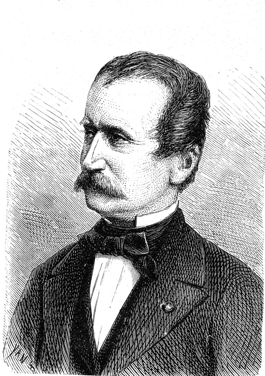 Wilhelm ENGERTH (1814-1884), engenheiro austríaco, projetista da primeira locomotiva de montanha. Gravura de 1867 de French School