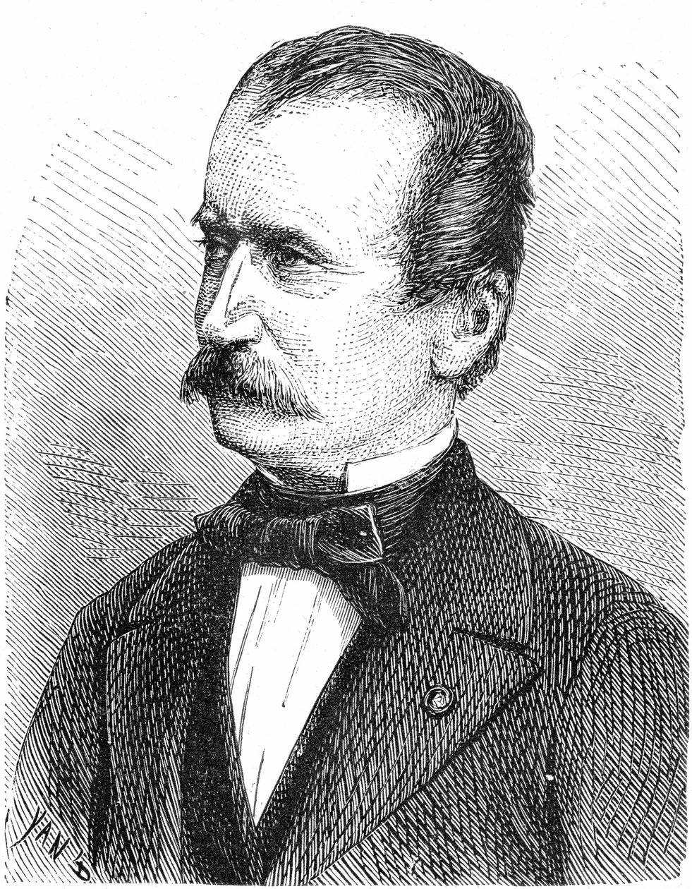Wilhelm von Engerth (1814-1884) engenheiro austríaco (motor), gravura de French School