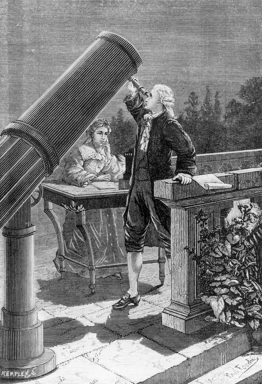 William Herschel (1738-1822) descobre o planeta Urano de French School