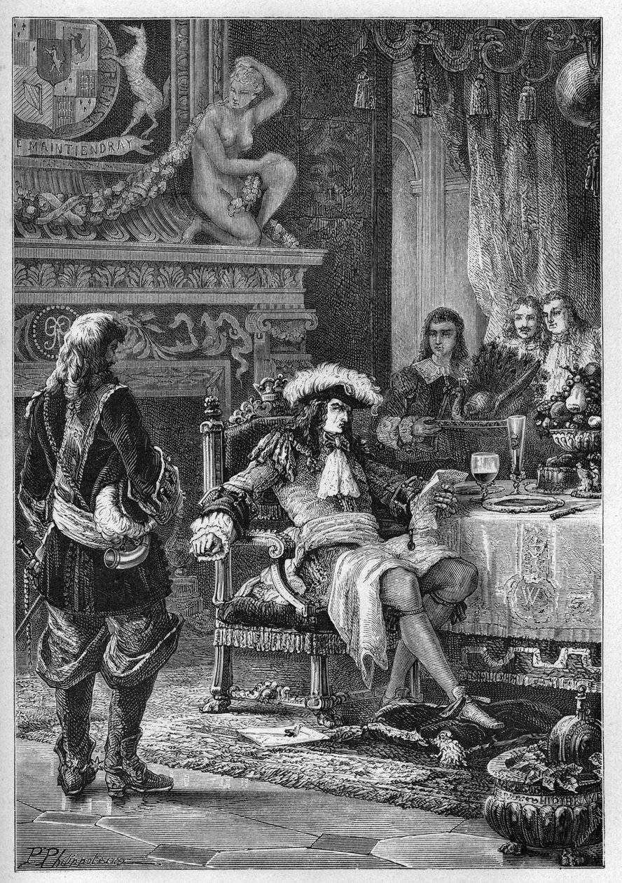 Guilherme III de Orange recebendo a notícia do nascimento do Príncipe de Gales - Guilherme III (1650-1702) ant recebant la nouvelle de la naissance du Prince of Wales - Notícias para Guilherme III - gravura de "L
