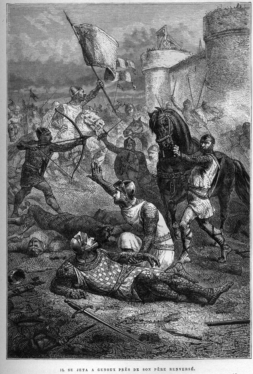 William I é ferido por seu filho Robert enquanto lutava na França, 1076 - Insurreição de Robert Courteheuse de French School