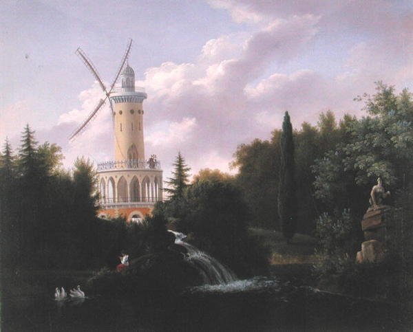 Moinho de vento no Folie-Beaujon em Paris, c.1830 de French School