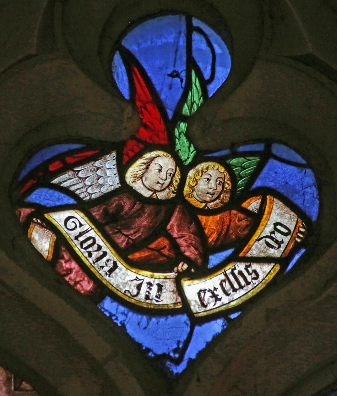 Janela representando Anjos : "Gloria in excelcis Deo" (vidro manchado) de French School