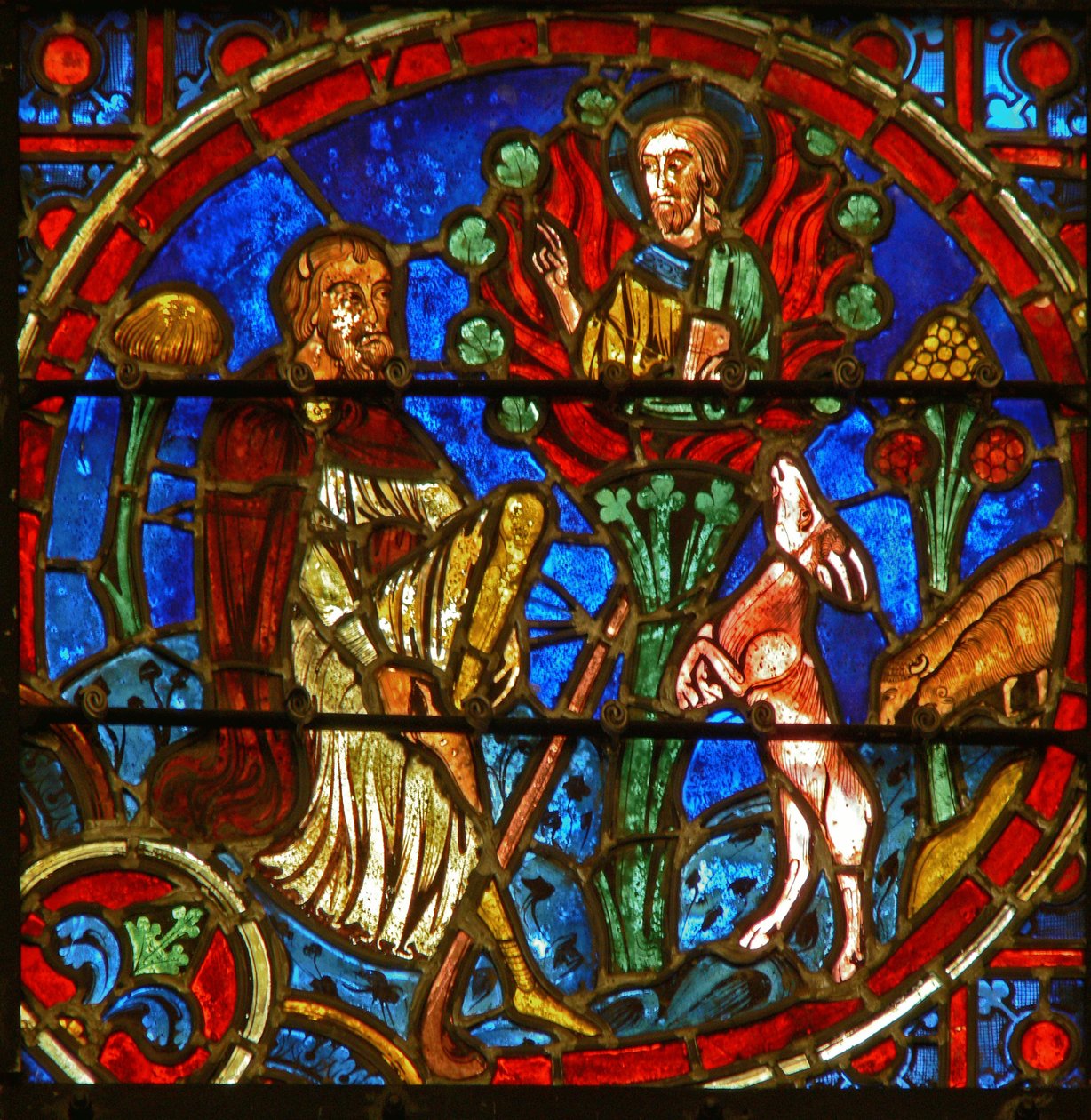 Janela retratando Moisés e a Sarça Ardente de French School