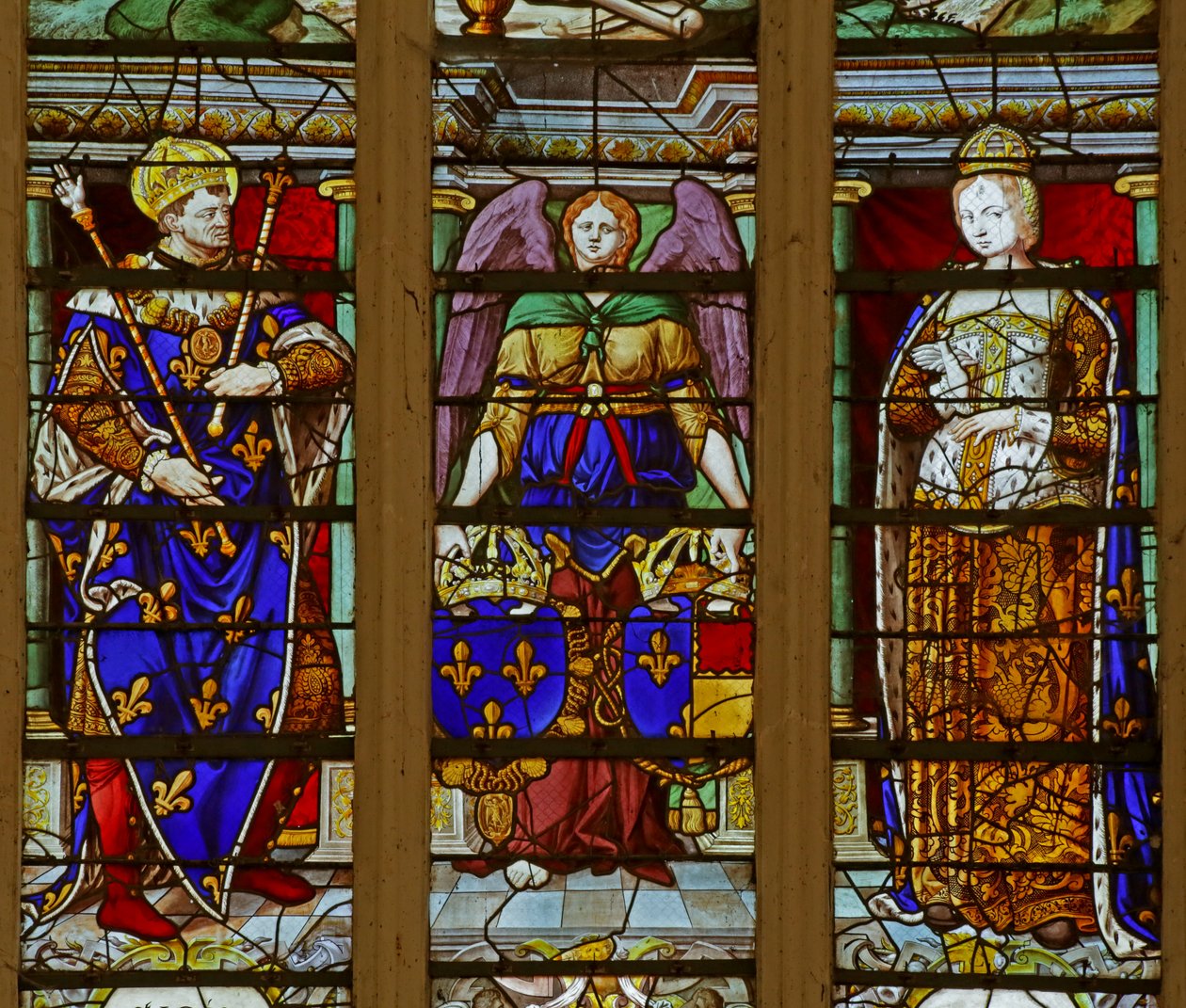 Janela que representa Saint Louis e Marguerite de Provence (vitral) de French School