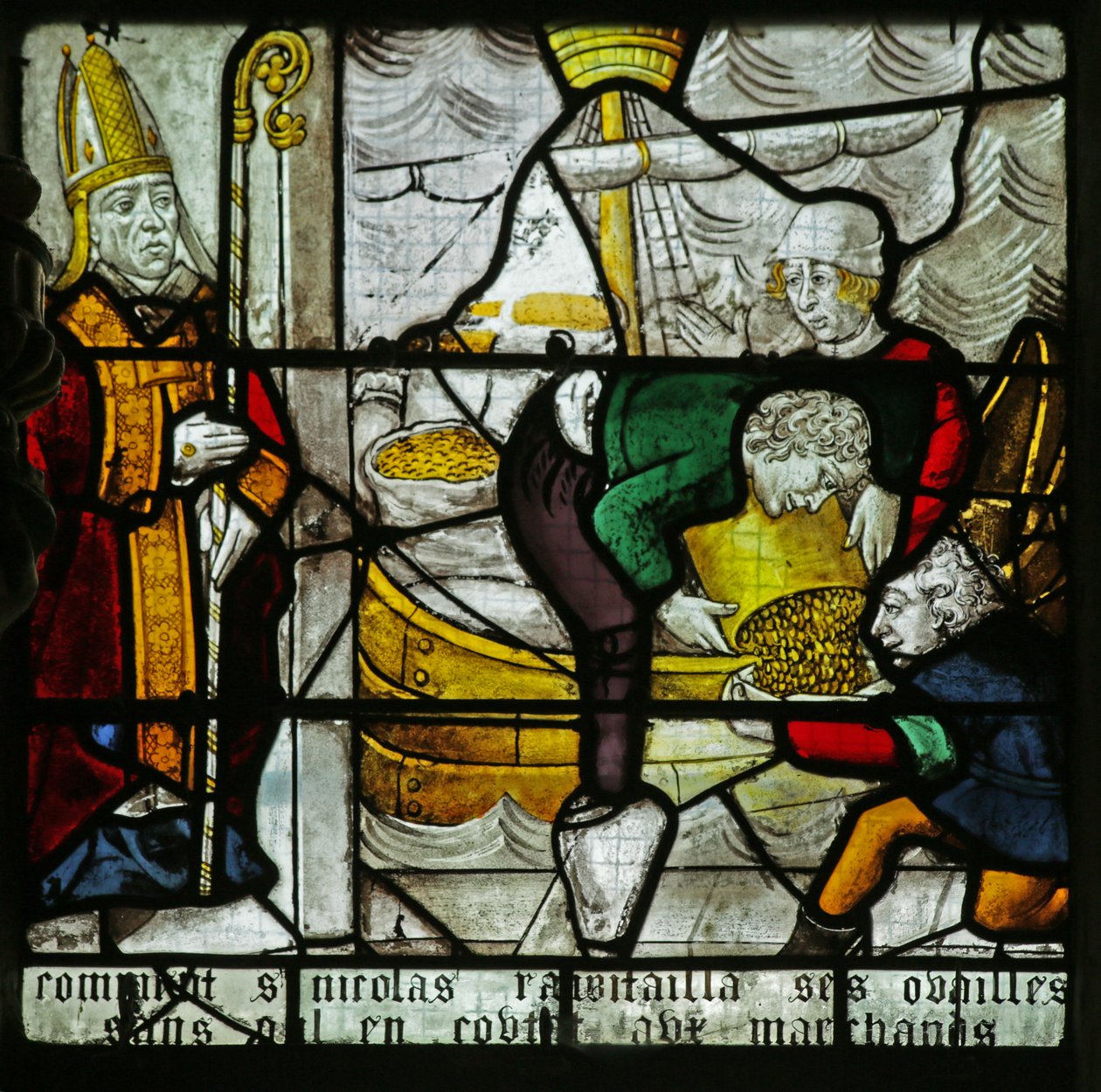 Janela que representa São Nicolau e o Milagre do Trigo (vitral) de French School